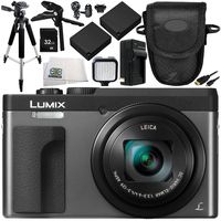 Panasonic Lumix DC-ZS70 Digital Camera (Silver) 11PC Accessory Bundle - Includes 32GB SD Memory Card + 2X Replacement Batteries + More - International Version (No Warranty)