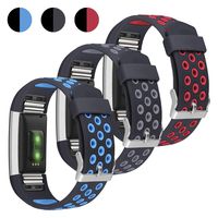 UMAXGET 3-Pack Bands Compatible with Fitbit Charge 2 Watch, Soft Sports Silicone Breathable Replacement Wristband for Men Women, Large Small