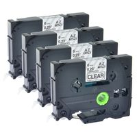 GREENCYCLE 4PK Black on Clear Label Tape Compatible for Brother TZE 111 TZe111 TZ-111 TZ111 0.24 Inch PT-D450 PT-D210 PT-D600 PT-D400 Labeling Maker