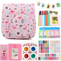 QUEEN3C Flamingo Pink Accessories Kit for Fujifilm Instax Mini 9 Instant Camera, with Camera Case + Album + Filters & More Accessories for Fujifilm Mini 9 8 8 Camera. (Bundle, Flamingo Pink)