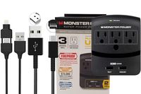 Monster MP EXP 350"Fireproof 3 Outlasts Surges Protection 2 USB Port - 540 Joules - with All in USB C Type,Lighting,Micro USB Caleb - (Charging Stations Retail Kit)
