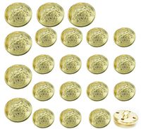22 pieces Gold Metal Blazer, Suit,Sport Coats,Uniform,Jacket Sewing Buttons Set 20mm 15mm DIY