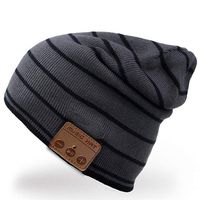 Bluetooth Beanie Hat Cap with Wireless Bluetooth Headphone Headset Earphone Music Audio Hands-Free Phone Call Winter Sports Fitness Gym Exercise, by DeeFec - BlackGray Long Hat