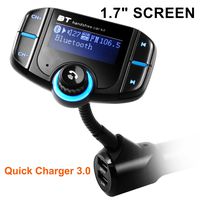 Bluetooth FM Transmitter, Arestech Wireless in-Car Radio Adapter Car Kit with 1.7 Inches Display USB Car Charger for iPhone, Samsung, LG, HTC, Nexus, Motorola, Sony Android Smartphone