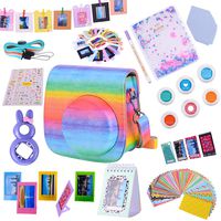 Tiessic Instax Mini 9 Camera Accessories Bundles Compatible with Fujifilm Instax Mini 9 Mini 8 Mini 8+ Camera with Mini 9 Case,64 Photos Mini Photo Album ,etc. (Rainbow，14 Items)