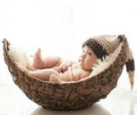 AiXiAng Newborn Baby Photo Props Basket Infant Photography Prop Big Half-Moon Style Handmade Woven Basket