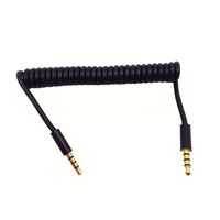 Wpeng 3Ft Car Aux Golden 3.5MM Male to Male AUX Audio three-channel Stereo Input Line Spring Extension Cable Black(3.5M/M)
