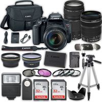Canon EOS Rebel T7i DSLR Camera Bundle with Canon EF-S 18-135mm f/3.5-5.6 is STM Lens + Canon EF 75-300mm f/4-5.6 III Lens +