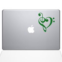 The Decal Guru 1947-MAC-11A-LG Music Heart Decal Vinyl Sticker, Green, 11" MacBook Air