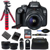 Canon EOS 4000D / Rebel T100 18.0 MP SLR - Black w/ 18-55mm DC III Lens Bundle