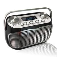 Detroit, FM AM Radio Alarm Clock Bedside Mains Powered Or Battery FM Retro Radio with LCD Display Clock Radio (Black)