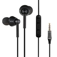 Black Earphone with Microphone in-Ear Headphone High Resolution Power Bass Earbuds for Cell Phone iPhone Samsung Apple Androids Cable Tangle Free