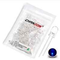 Chanzon 100 pcs 5mm Purple UV LED Diode Lights (Violet Clear Round Transparent DC 3V 20mA) Bright Lighting Bulb Lamps Electronics Components Indicator Light Emitting Diodes