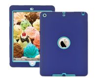 New iPad 9.7 lnch 2017 Case ,Heavy Duty Rugged Shock-Absorption / High Impact Resistant Hybrid Three Layer Armor Full Body Protective Case Cover for Apple New iPad 9.7 Inch 2017 Model Blue Blue
