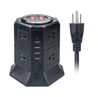 8 Outlet Power Strip Surge Protector Multi Outlet with USB Charging Ports Station for Home/Office 8 Foot Heavy Duty Extension Power Cord Overload Protection Socket Black