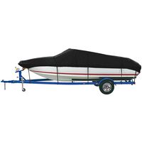 iCOVER Trailerable Boat Cover- Water Proof Heavy Duty,Fits V-Hull,Fish&Ski,Pro-Style,Utility Boat, Fishing Boat,Runabout,Bass Boat,up to 16ft-17ft Long and 94"Wide,Black,B7501C