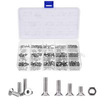 M2 M2.5 M3 Stainless Steel Hexgon Hex Socket Head Cap Metric Screws Allen Round Flat Head Bolts Nuts Assortment Kit Pack of 480