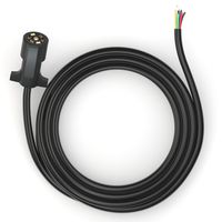 PWR+ 7-Way Trailer Plug Connector Cord 7-Pin: Extra Long 8 Ft, Heavy Duty, Weatherproof, Corrosion Resistant, Double Prongs, RV 7 Pin Wire Inline Light Trailer Wiring Harness Cable