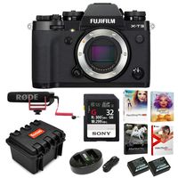 Fujifilm X-T3 Mirrorless 4K 26.1MP Camera Body (Black) + Rode VideoMic GO + 32GB SF-G Series UHS-II & Hard Case Bundle