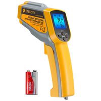 Etekcity Lasergrip 1025D Digital Dual Infrared Laser Thermometer Temperature Gun-58℉~1022℉ (-50℃~550℃) with Adjustable Emissivity, Non-Contact Voltage Tester (NCV), Stand Size, Gray & Yellow