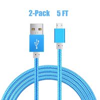 [2Pack] Micro-USB Cable,iBarbe Nylon Braided 5FT for Amazon Kindle Fire Tablets,HD,Fire HD 8 10,HDX 8.9" Paperwhite Voyage Oasis Reader Tap Playstation 4 Xbox One,WiFi 3G USB Data Sync Cable-Blue