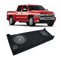 Compatible with 2007-2013 Chevy Silverado Crew Cab Truck Kicker CompR CWR12 Dual 12" Sub Box Enclosure - Final 2 Ohm