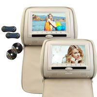 Eincar Beige Color Pair of Headrest 7" LCD Car Pillow Monitors with Region Free DVD Player Dual Twin Screens USB SD IR FM Transmitter 32 Bit Games Car Headrest CD DVD Player +Remote Control