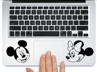 Mickey and Minnie mouse heads for mac book pro Air 11 13 15 laptop tool lunch box car truck window 2 decal stickers each approx. 3.5 inches black