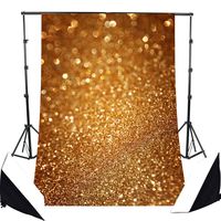 7x5ft/10x10ft Gold Glitter Sequin Spot Backdrop, LESS CREASE Computer Printed Bokeh Backgrounds Party Wedding Children Newborn Photography Studio Props (Updated Material) (Glittering (5x7ft))