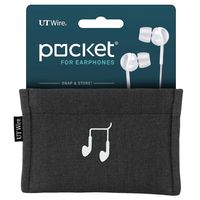 UT Wire Pocket Snap & Store Earphone Case Pouch, Black