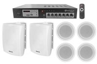 Rockville 70v Commercial/Restaurant Amplifier+2) White Wall+4) Ceiling Speakers