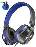 PeohZarr On-Ear Headphones with Microphone, Lightweight Folding Stereo Bass Headphones with 1.5M Tangle Free Cord, Portable Wired Headphones for Smartphone Tablet Laptop Computer MP3/4-Blue