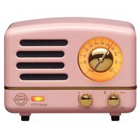 Muzen Portable Wireless High Definition Audio FM Radio & Bluetooth Speaker, Metal Pink, Travel Case Included - Classic Vintage Retro Design