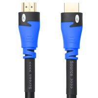 SHD HDMI Cable 100 Feet with Signal Booster 100' HDMI Cord 2.0V Support 4K 3D 1080P for in-Wall Installation CL3 Rated Black and Blue Color