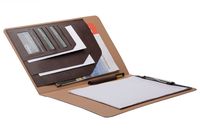 Folio Cover Case with Spring Clip Pad for Organizing Loose Documents Notepad,Writing Pad,Presentation Folder,Coffee