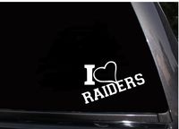 I Love Raiders Decal (Auto) Heart Oakland Raiders Fans Football vinyl Raiders sticker decal for Car Truck SUV Window 5" x 5"