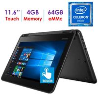 Newest Lenovo 300e Business 2-in-1 11.6'' HD IPS Touchscreen Laptop/Tablet, Intel Celeron Quad-Core N3450 up to 2.2GHz, 4GB DDR4 RAM, 64GB eMMC Drive, 802.11ac WiFi, Bluetooth 4.1, Windows 10 S/Pro