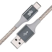 360 Electrical 360654-KH Habitat 4ft Premium Braided Charging Cable with USB-C to USB-A Connectors - Authentic Collection-Khaki