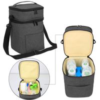 Luxja Double-Layer Breastmilk Cooler Bag (Fits 4 Bottles, Up to 9 Ounce), Breastmilk Cooler for Breastmilk Bottles and Accessories (Bag Only), Black