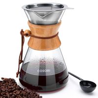 COSORI Pour Over Coffee Maker, 8 Cup Glass Coffee Pot&Coffee Brewer with    Stainless Steel Filter, High Heat Resistance Decanter, Measuring Scoop    Included, 34 Ounce
