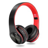 Over Ear Bluetooth Headphones, Foldable Hi-Fi Deep Bass Wireless Headphones with Microphone and Wired Headset Support SD/TF Card for Travel Work Cell Phones PC (Red)
