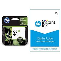 HP 63XL Ink | 1 Black Ink Cartridge | Plus $5 Instant Ink Prepaid Code