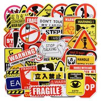 Laptop Stickers, Computer Stickers for Laptop Water Bottles Hydro flask Car Bumper Skateboard Guitar Bike Luggage Waterproof Vinyl Decals Cool Graffiti Stickers Pack (50 Pcs Warning Sign Stickers)