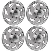 16 inch Hubcaps Best for 2007-2014 Ford E150 - (Set of 4) Wheel Covers 16in Hub Caps Chrome Silver Rim Cover - Car Accessories for 16 inch Wheels - Snap On Hubcap, Auto Tire Replacement Exterior Cap)