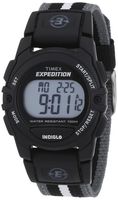 Timex Unisex T49661 Expedition Mid-Size Digital CAT Black/Gray Stripe Nylon Strap Watch