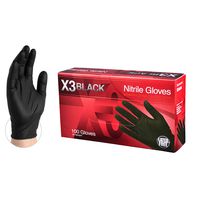 X3 Industrial Black Nitrile Gloves - 3 mil, Latex Free, Powder Free, Textured, Disposable, Large, BX346100-BX, Box of 100