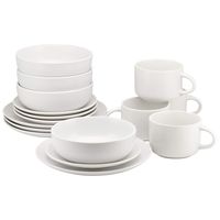 10 Strawberry Street WM-16-WHT Wazee Matte 16 Pc, White Dinnerware Set, Service for 4
