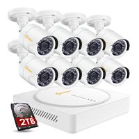 Anlapus 8CH Security Camera System 8 Channel 1080p CCTV DVR Recorder with 2TB Hard Drive and 8PCS 2.0MP HD Outdoor IP66 Waterproof Security Cameras for Homes Easy Remote Access