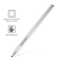 Stylus Pen for Apple iPad with Palm Rejection, Rechargeable, Uogic Stylus for Apple iPad (10.2-Inch), iPad Pro (11/12.9 Inch), iPad (6th Gen), Air (3rd Gen), Mini (5th Gen), Silver