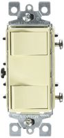Leviton 1754-ILI 15 Amp, 120 Volt, Individual Switches, 2 Switch Combination, Illuminated Dual Rocker, Ivory